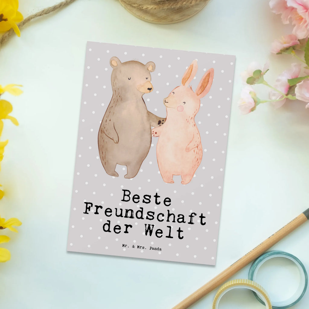 Postkarte Hase Beste Freundschaft der Welt Postkarte, Karte, Geschenkkarte, Grußkarte, Einladung, Ansichtskarte, Geburtstagskarte, Einladungskarte, Dankeskarte, Ansichtskarten, Einladung Geburtstag, Einladungskarten Geburtstag, für, Dankeschön, Geschenk, Schenken, Geburtstag, Geburtstagsgeschenk, Geschenkidee, Danke, Bedanken, Mitbringsel, Freude machen, Geschenktipp, Freundschaft, Freunde, Freunde fürs Leben, best friends, Freundin, Freund, Clique, Kumpel, bae, bff