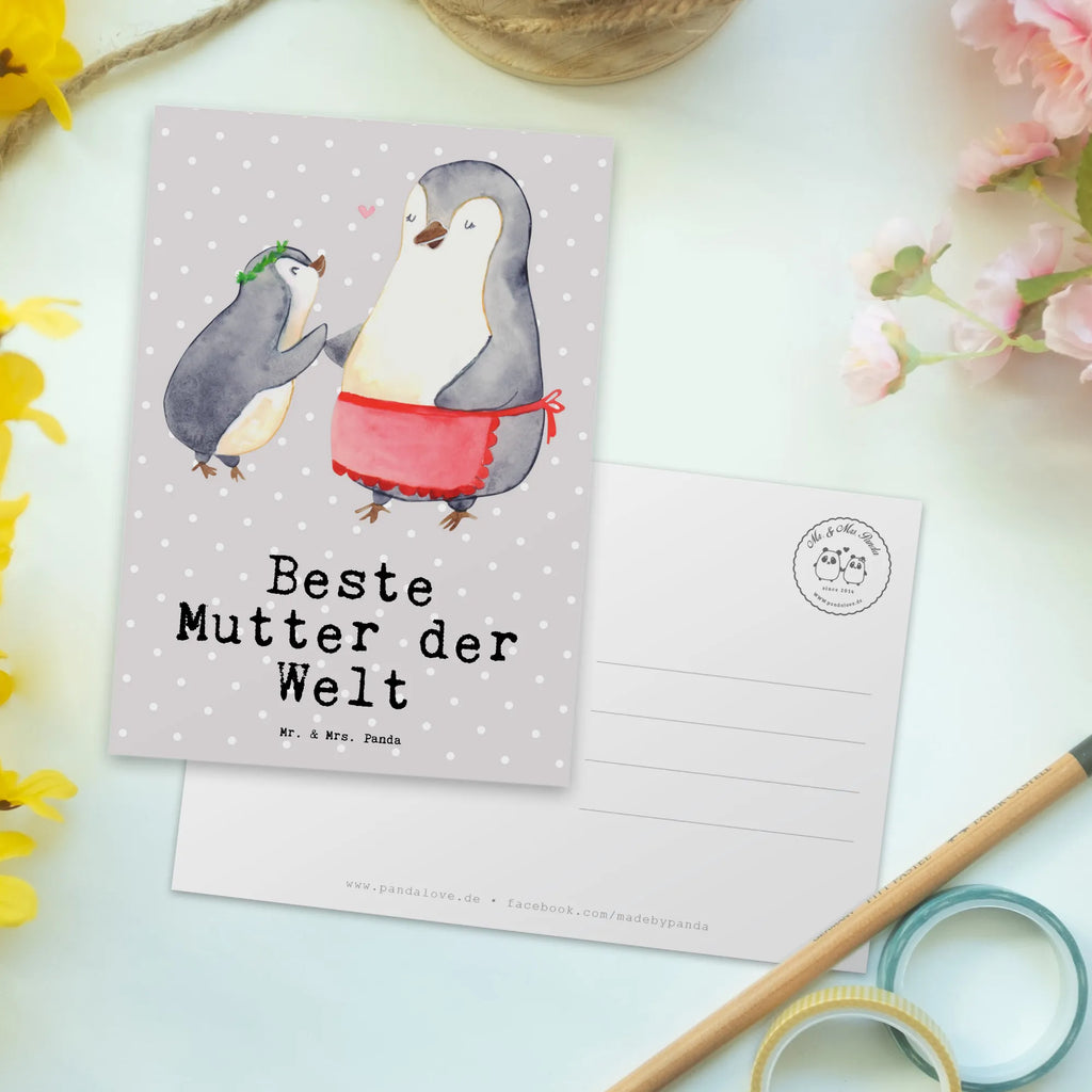 Postkarte Pinguin Beste Mutter der Welt Postkarte, Karte, Geschenkkarte, Grußkarte, Einladung, Ansichtskarte, Geburtstagskarte, Einladungskarte, Dankeskarte, Ansichtskarten, Einladung Geburtstag, Einladungskarten Geburtstag, für, Dankeschön, Geschenk, Schenken, Geburtstag, Geburtstagsgeschenk, Geschenkidee, Danke, Bedanken, Mitbringsel, Freude machen, Geschenktipp, Mama, Mami, Mutter, Muttertag, Mutti, Ma, Tochter, Sohn, Beste Mama, Beste, Supermama