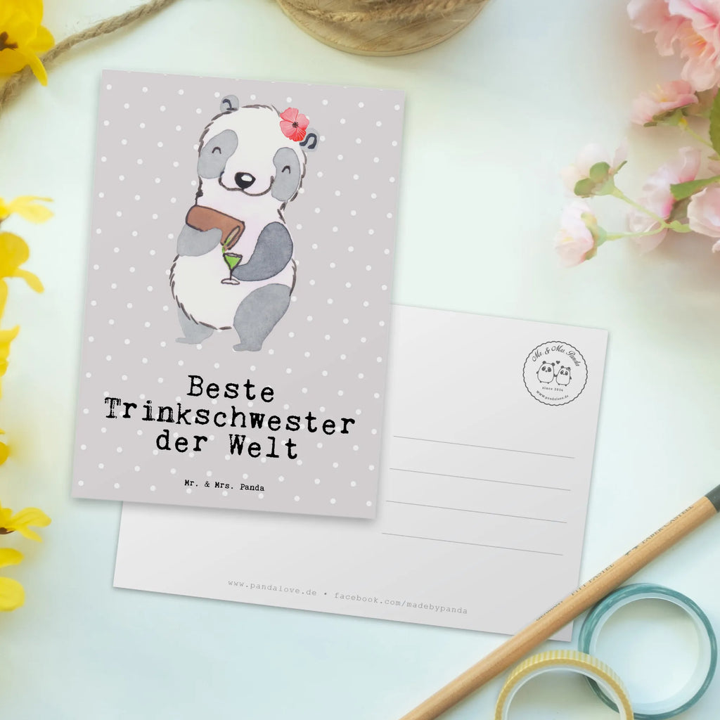 Postkarte Panda Beste Trinkschwester der Welt Postkarte, Karte, Geschenkkarte, Grußkarte, Einladung, Ansichtskarte, Geburtstagskarte, Einladungskarte, Dankeskarte, Ansichtskarten, Einladung Geburtstag, Einladungskarten Geburtstag, für, Dankeschön, Geschenk, Schenken, Geburtstag, Geburtstagsgeschenk, Geschenkidee, Danke, Bedanken, Mitbringsel, Freude machen, Geschenktipp, Trinkschwester, Saufschwester, Schwester, Sister, Freundin, Party, Bae, Trinken, Alkohol, Wochenende, Kleinigkeit, Sister from another Mister