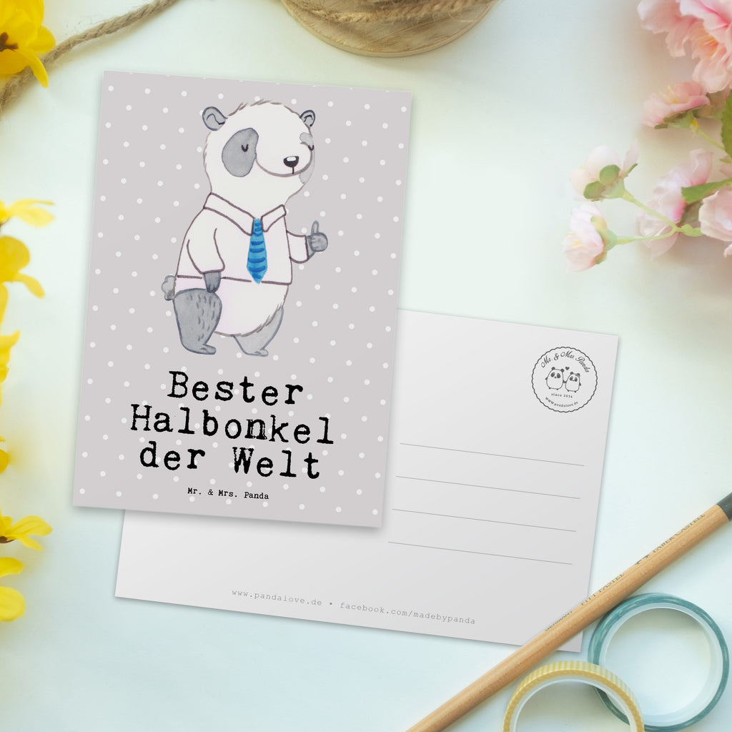 Postkarte Panda Bester Halbonkel der Welt Postkarte, Karte, Geschenkkarte, Grußkarte, Einladung, Ansichtskarte, Geburtstagskarte, Einladungskarte, Dankeskarte, Ansichtskarten, Einladung Geburtstag, Einladungskarten Geburtstag, für, Dankeschön, Geschenk, Schenken, Geburtstag, Geburtstagsgeschenk, Geschenkidee, Danke, Bedanken, Mitbringsel, Freude machen, Geschenktipp, Onkel, bester Onkel, Halbonkel, Stiefonkel, Stief, Stiefgeschwister, Familie, Kleinigkeit