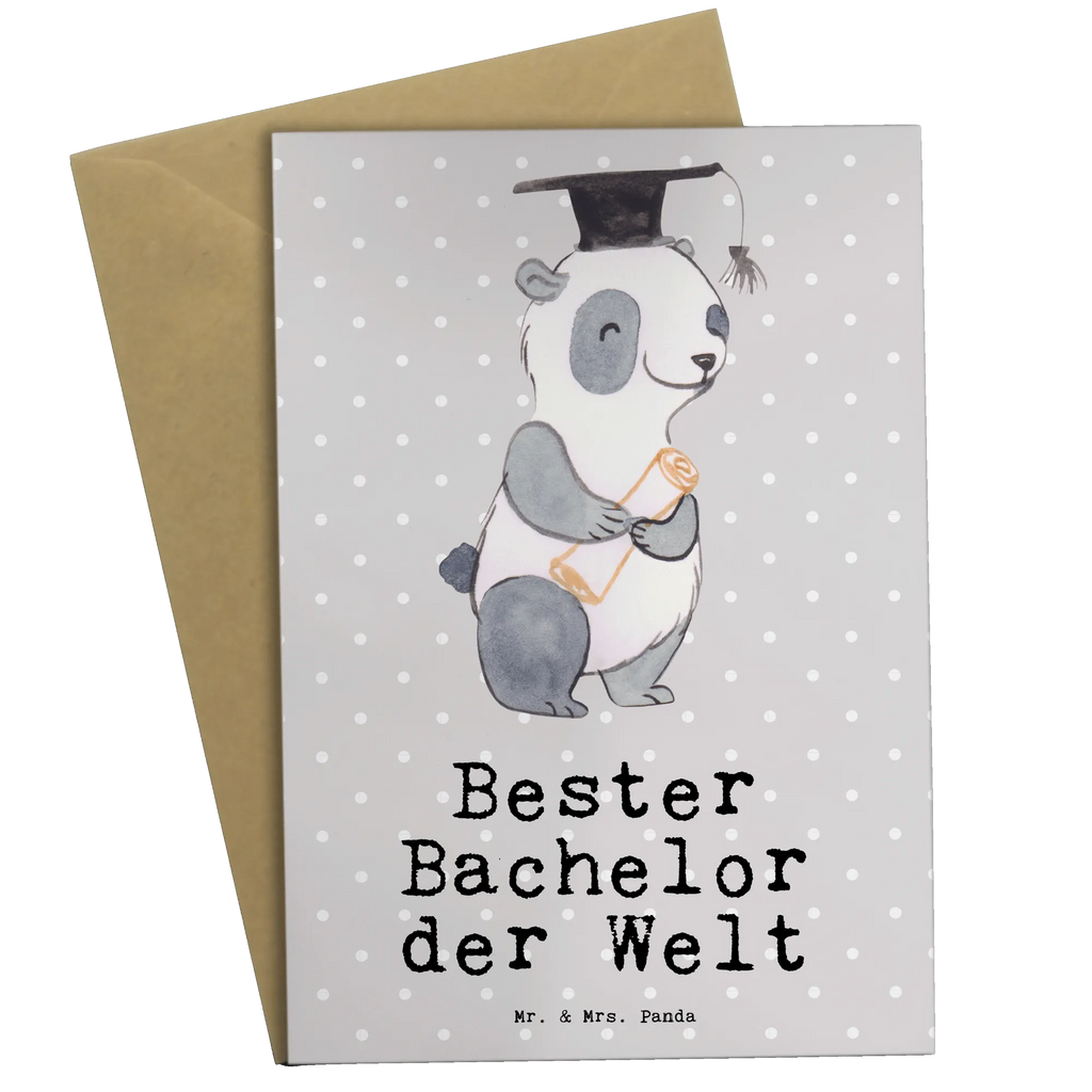 Grußkarte Panda Bester Bachelor der Welt Grußkarte, Klappkarte, Einladungskarte, Glückwunschkarte, Hochzeitskarte, Geburtstagskarte, Karte, Ansichtskarten, für, Dankeschön, Geschenk, Schenken, Geburtstag, Geburtstagsgeschenk, Geschenkidee, Danke, Bedanken, Mitbringsel, Freude machen, Geschenktipp, Bachelor, Student, Studium, Sohn, Spaß, Musterschüler, lustig, Studienabschluss, witzig, Universität, Abschluss, Alumni, Uni, Studenten, Hochschule