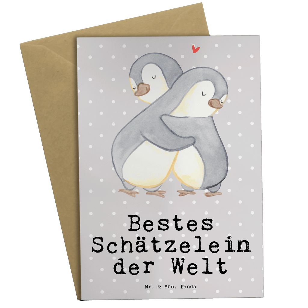 Grußkarte Pinguin Bestes Schätzelein der Welt Grußkarte, Klappkarte, Einladungskarte, Glückwunschkarte, Hochzeitskarte, Geburtstagskarte, Karte, Ansichtskarten, für, Dankeschön, Geschenk, Schenken, Geburtstag, Geburtstagsgeschenk, Geschenkidee, Danke, Bedanken, Mitbringsel, Freude machen, Geschenktipp, Schätzelein, Schätzchen, Schatz, Schatzi, Ehemann, Ehefrau, Freundin, Freund, Frau, Mann, Kosename, Hochzeitstag