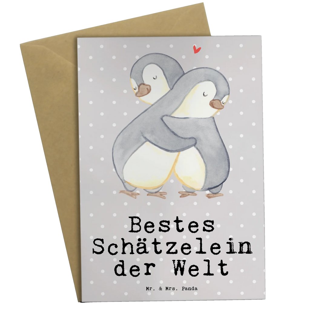 Grußkarte Pinguin Bestes Schätzelein der Welt Grußkarte, Klappkarte, Einladungskarte, Glückwunschkarte, Hochzeitskarte, Geburtstagskarte, Karte, Ansichtskarten, für, Dankeschön, Geschenk, Schenken, Geburtstag, Geburtstagsgeschenk, Geschenkidee, Danke, Bedanken, Mitbringsel, Freude machen, Geschenktipp, Schätzelein, Schätzchen, Schatz, Schatzi, Ehemann, Ehefrau, Freundin, Freund, Frau, Mann, Kosename, Hochzeitstag