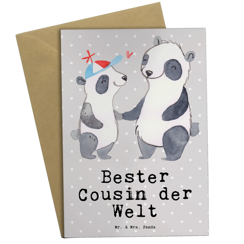 Grußkarte Panda Bester Cousin der Welt Grußkarte, Klappkarte, Einladungskarte, Glückwunschkarte, Hochzeitskarte, Geburtstagskarte, Karte, Ansichtskarten, für, Dankeschön, Geschenk, Schenken, Geburtstag, Geburtstagsgeschenk, Geschenkidee, Danke, Bedanken, Mitbringsel, Freude machen, Geschenktipp, Cousin, Kousin, Vetter, Sohn von Onkel, Sohn von Tante, Familie, Verwandtschaft, Cousine