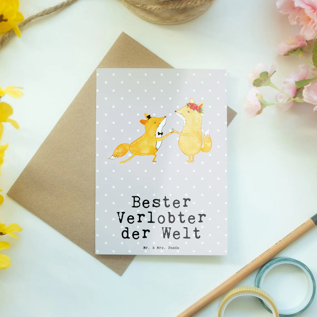 Grußkarte Fuchs Bester Verlobter der Welt Grußkarte, Klappkarte, Einladungskarte, Glückwunschkarte, Hochzeitskarte, Geburtstagskarte, Karte, Ansichtskarten, für, Dankeschön, Geschenk, Schenken, Geburtstag, Geburtstagsgeschenk, Geschenkidee, Danke, Bedanken, Mitbringsel, Freude machen, Geschenktipp, Verlobter, Verloben, Verlobung, Traummann, Mann, Freund, Ehemann, Zukünftiger, Hochzeit, Ehe