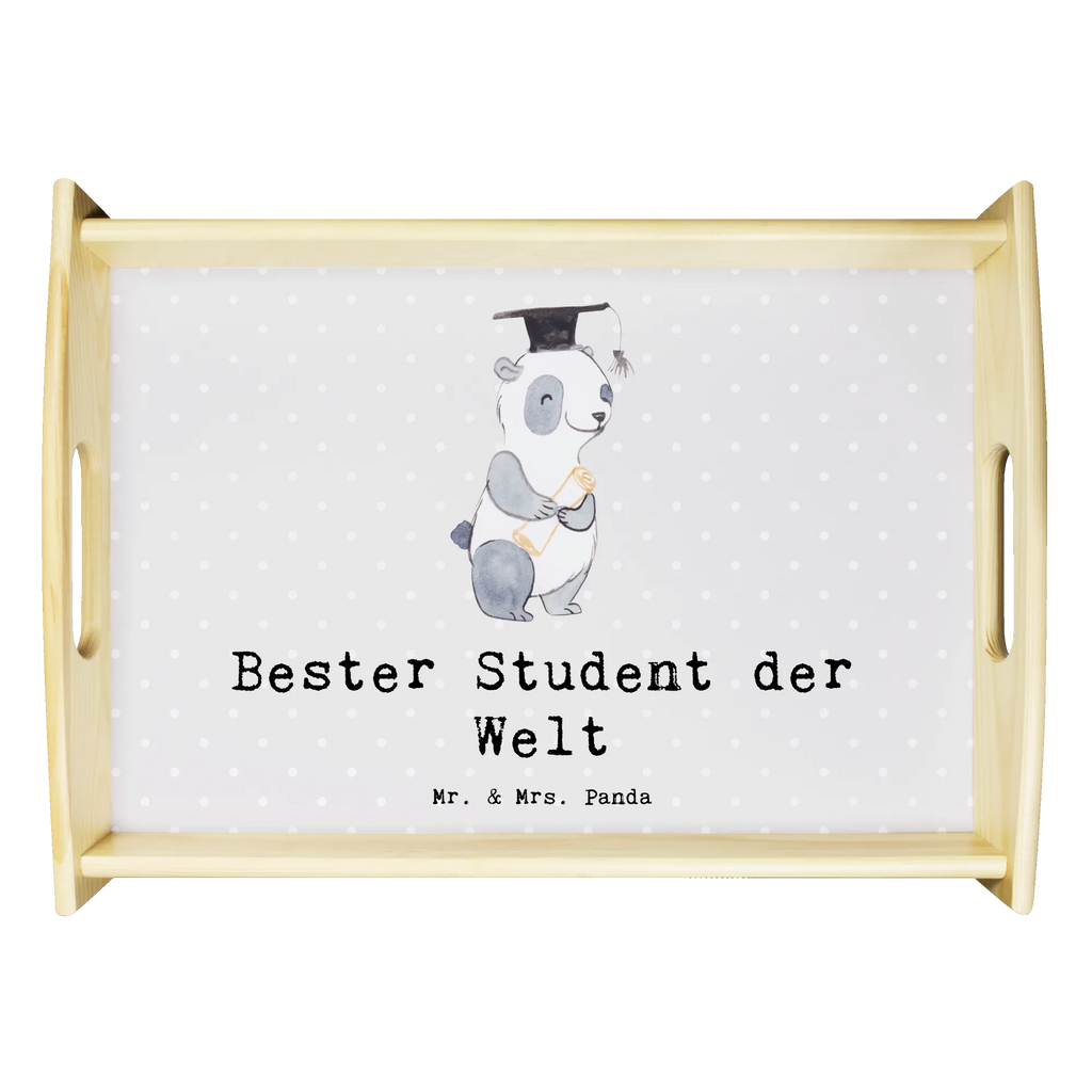 Serviertablett Panda Bester Student der Welt Serviertablett, Tablett, Holztablett, Küchentablett, Dekotablett, Frühstückstablett, für, Dankeschön, Geschenk, Schenken, Geburtstag, Geburtstagsgeschenk, Geschenkidee, Danke, Bedanken, Mitbringsel, Freude machen, Geschenktipp, Student, Studium, Sohn, Spaß, Musterschüler, lustig, Studienabschluss, witzig, Universität, Abschluss, Alumni, Uni, Studenten, Hochschule