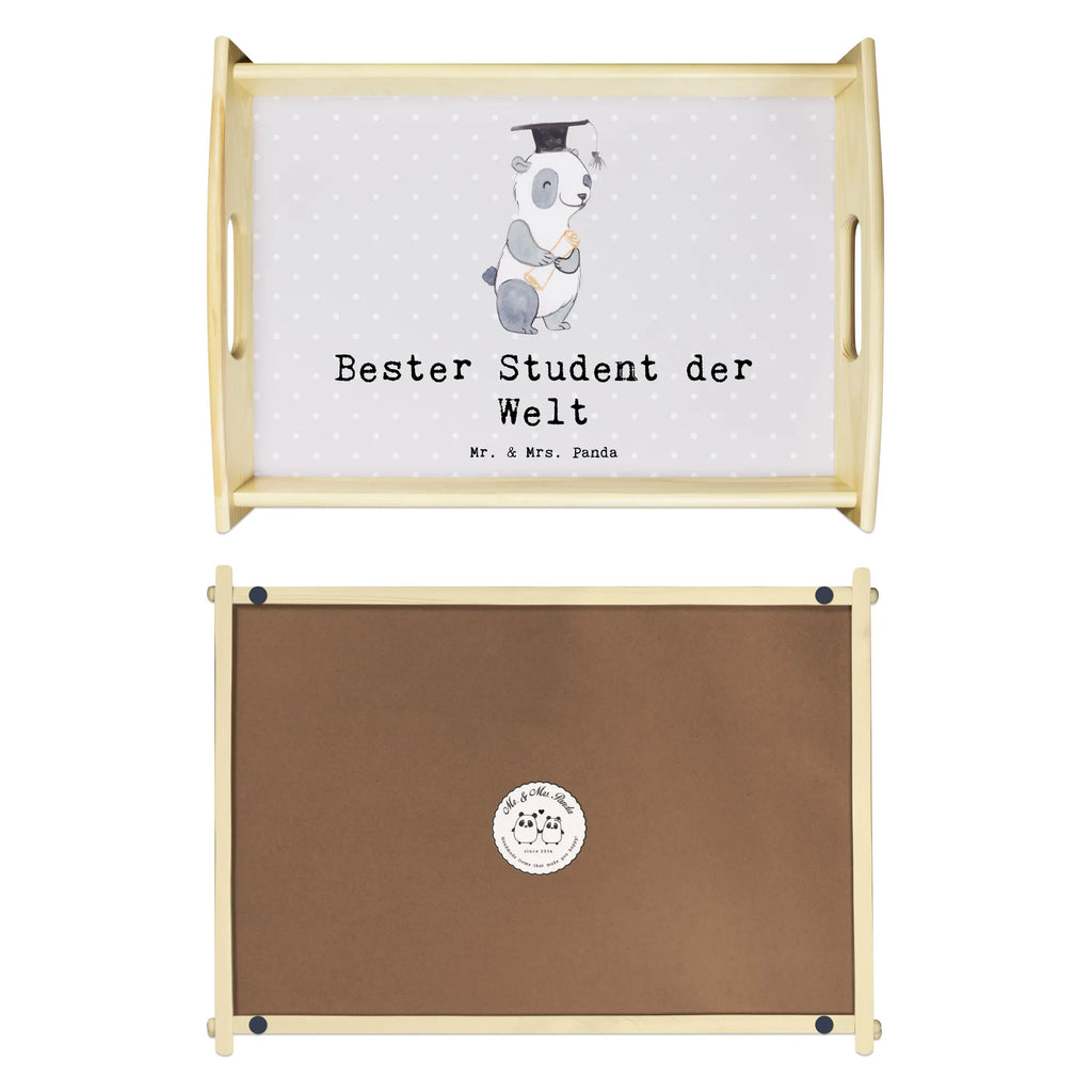 Serviertablett Panda Bester Student der Welt Serviertablett, Tablett, Holztablett, Küchentablett, Dekotablett, Frühstückstablett, für, Dankeschön, Geschenk, Schenken, Geburtstag, Geburtstagsgeschenk, Geschenkidee, Danke, Bedanken, Mitbringsel, Freude machen, Geschenktipp, Student, Studium, Sohn, Spaß, Musterschüler, lustig, Studienabschluss, witzig, Universität, Abschluss, Alumni, Uni, Studenten, Hochschule