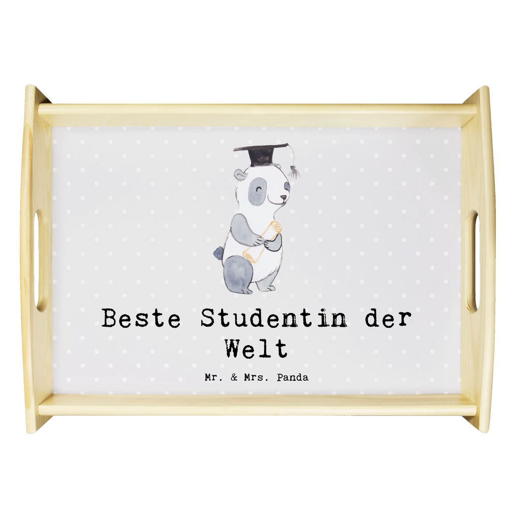 Serviertablett Panda Beste Studentin der Welt Serviertablett, Tablett, Holztablett, Küchentablett, Dekotablett, Frühstückstablett, für, Dankeschön, Geschenk, Schenken, Geburtstag, Geburtstagsgeschenk, Geschenkidee, Danke, Bedanken, Mitbringsel, Freude machen, Geschenktipp, Studentin, Studium, Tochter, Spaß, Musterschülerin, lustig, Studienabschluss, witzig, Universität, Abschluss, Alumni, Uni, Studenten, Hochschule