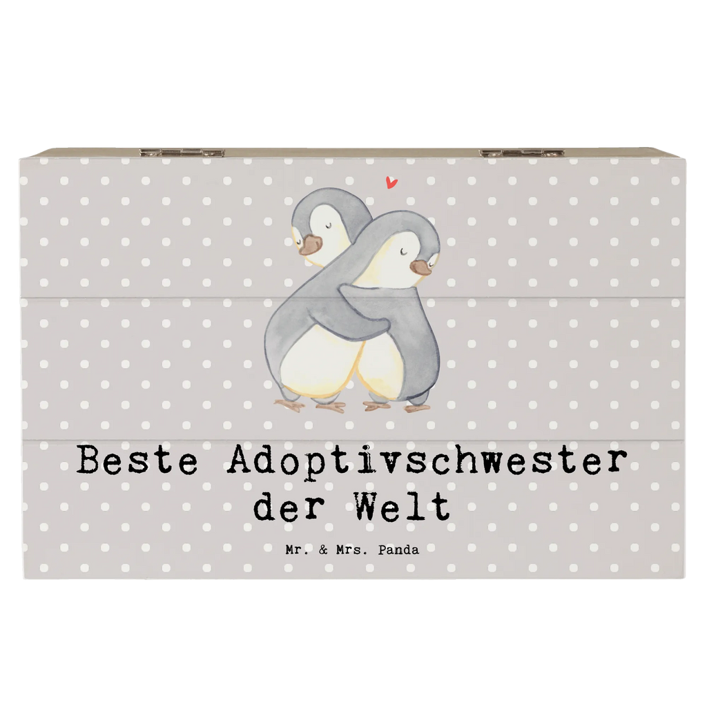 Holzkiste Pinguin Beste Adoptivschwester der Welt Holzkiste, Kiste, Schatzkiste, Truhe, Schatulle, XXL, Erinnerungsbox, Erinnerungskiste, Dekokiste, Aufbewahrungsbox, Geschenkbox, Geschenkdose, für, Dankeschön, Geschenk, Schenken, Geburtstag, Geburtstagsgeschenk, Geschenkidee, Danke, Bedanken, Mitbringsel, Freude machen, Geschenktipp, Adoptivschwester, Adoptiv, adoptiert, Schwester, Geschwister, Schwesterherz, Sister, Familie, Kleinigkeit, Beste, Tochter