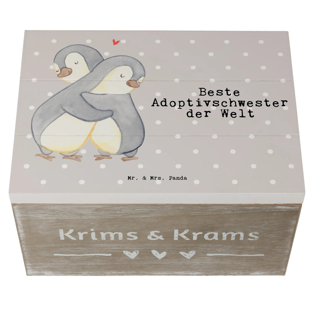 Holzkiste Pinguin Beste Adoptivschwester der Welt Holzkiste, Kiste, Schatzkiste, Truhe, Schatulle, XXL, Erinnerungsbox, Erinnerungskiste, Dekokiste, Aufbewahrungsbox, Geschenkbox, Geschenkdose, für, Dankeschön, Geschenk, Schenken, Geburtstag, Geburtstagsgeschenk, Geschenkidee, Danke, Bedanken, Mitbringsel, Freude machen, Geschenktipp, Adoptivschwester, Adoptiv, adoptiert, Schwester, Geschwister, Schwesterherz, Sister, Familie, Kleinigkeit, Beste, Tochter