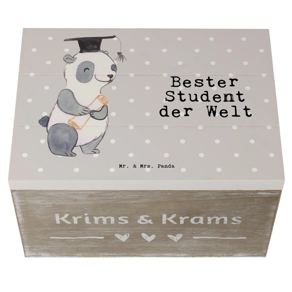 Holzkiste Panda Bester Student der Welt Holzkiste, Kiste, Schatzkiste, Truhe, Schatulle, XXL, Erinnerungsbox, Erinnerungskiste, Dekokiste, Aufbewahrungsbox, Geschenkbox, Geschenkdose, für, Dankeschön, Geschenk, Schenken, Geburtstag, Geburtstagsgeschenk, Geschenkidee, Danke, Bedanken, Mitbringsel, Freude machen, Geschenktipp, Student, Studium, Sohn, Spaß, Musterschüler, lustig, Studienabschluss, witzig, Universität, Abschluss, Alumni, Uni, Studenten, Hochschule