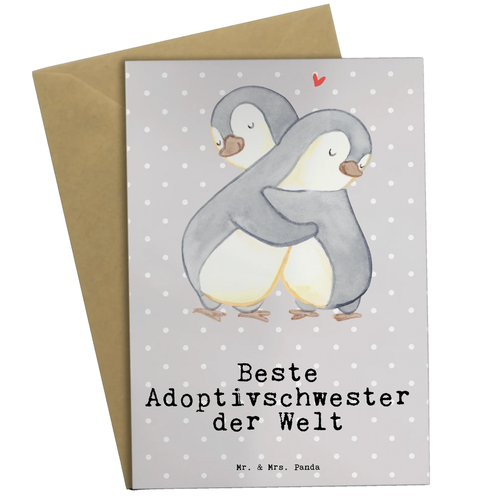 Greetings card penguin Best adoptive sister in the world Grußkarte, Klappkarte, Einladungskarte, Glückwunschkarte, Hochzeitskarte, Geburtstagskarte, Karte, Ansichtskarten, für, Dankeschön, Geschenk, Schenken, Geburtstag, Geburtstagsgeschenk, Geschenkidee, Danke, Bedanken, Mitbringsel, Freude machen, Geschenktipp, Adoptivschwester, Adoptiv, adoptiert, Schwester, Geschwister, Schwesterherz, Sister, Familie, Kleinigkeit, Beste, Tochter