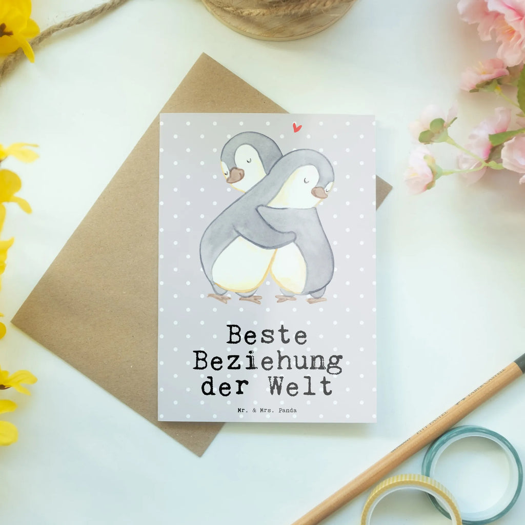 Grußkarte Pinguin Beste Beziehung der Welt Grußkarte, Klappkarte, Einladungskarte, Glückwunschkarte, Hochzeitskarte, Geburtstagskarte, Karte, Ansichtskarten, für, Dankeschön, Geschenk, Schenken, Geburtstag, Geburtstagsgeschenk, Geschenkidee, Danke, Bedanken, Mitbringsel, Freude machen, Geschenktipp, Beziehung, Zusammen sein, Miteinander gehen, Liebe, Verlieb, Liebesgeschenk