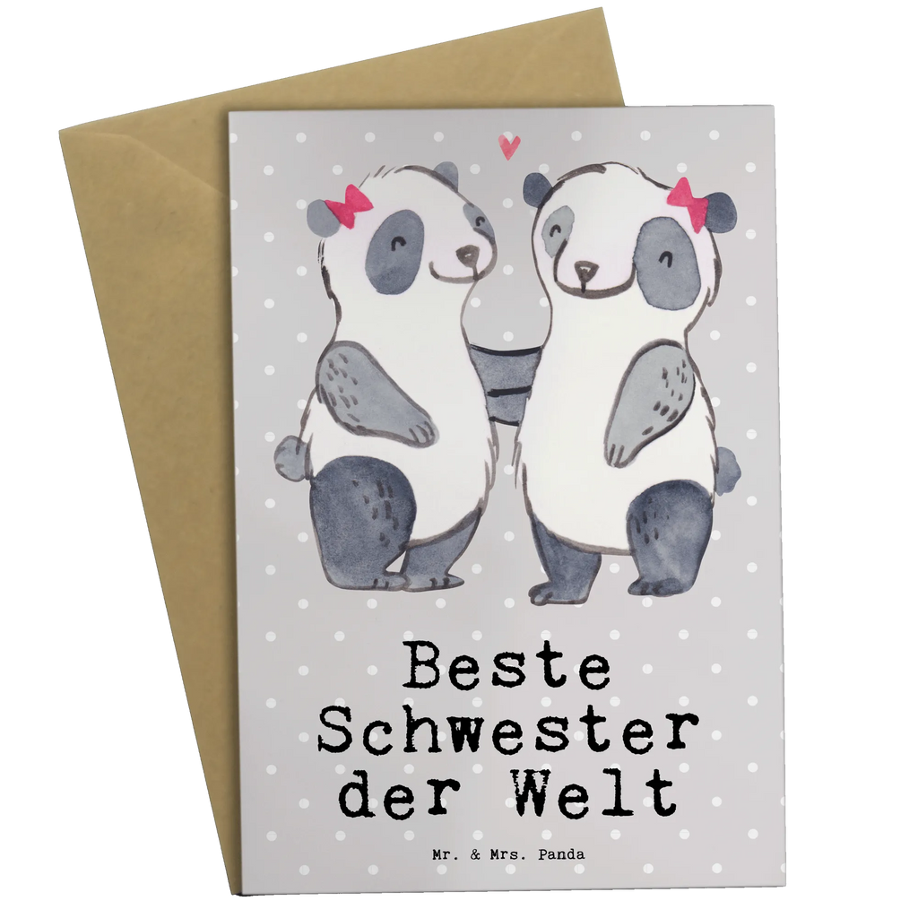 Grußkarte Panda Beste Schwester der Welt Grußkarte, Klappkarte, Einladungskarte, Glückwunschkarte, Hochzeitskarte, Geburtstagskarte, Karte, Ansichtskarten, für, Dankeschön, Geschenk, Schenken, Geburtstag, Geburtstagsgeschenk, Geschenkidee, Danke, Bedanken, Mitbringsel, Freude machen, Geschenktipp, Schwestern, Schwester, Geschwister, Schwesterherz, Sister, Familie, Kleinigkeit, Beste, Tochter, Liebe, Kinder