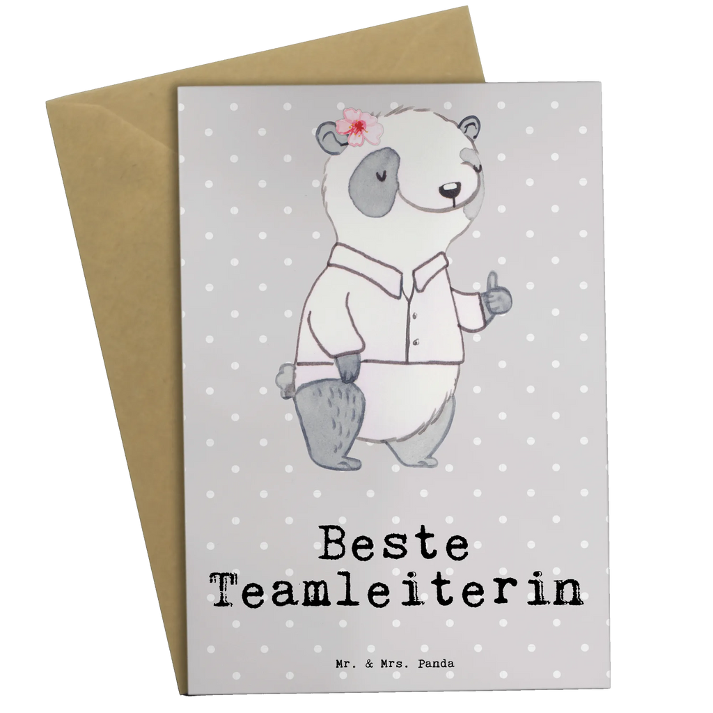 Grußkarte Panda Beste Teamleiterin Grußkarte, Klappkarte, Einladungskarte, Glückwunschkarte, Hochzeitskarte, Geburtstagskarte, Karte, Ansichtskarten, für, Dankeschön, Geschenk, Schenken, Geburtstag, Geburtstagsgeschenk, Geschenkidee, Danke, Bedanken, Mitbringsel, Freude machen, Geschenktipp, Teamleiterin, Seminarleiterin, Gruppenleiterin, Leiterin, Kollegin, Chefin, Vorgesetzte, Abschied, Abschiedsgeschenk, Ruhestand