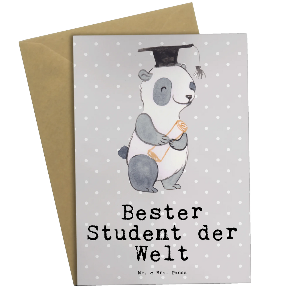 Grußkarte Panda Bester Student der Welt Grußkarte, Klappkarte, Einladungskarte, Glückwunschkarte, Hochzeitskarte, Geburtstagskarte, Karte, Ansichtskarten, für, Dankeschön, Geschenk, Schenken, Geburtstag, Geburtstagsgeschenk, Geschenkidee, Danke, Bedanken, Mitbringsel, Freude machen, Geschenktipp, Student, Studium, Sohn, Spaß, Musterschüler, lustig, Studienabschluss, witzig, Universität, Abschluss, Alumni, Uni, Studenten, Hochschule