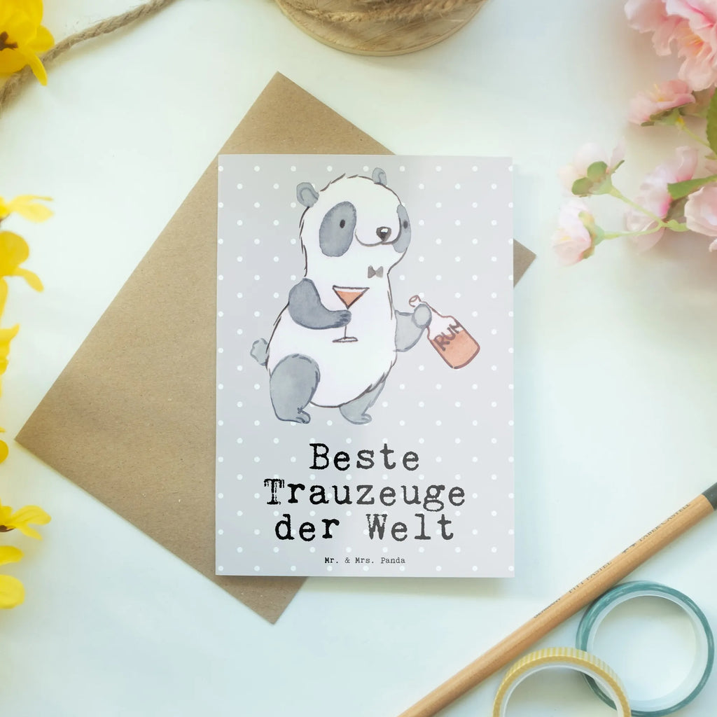 Grußkarte Panda Bester Trauzeuge der Welt Grußkarte, Klappkarte, Einladungskarte, Glückwunschkarte, Hochzeitskarte, Geburtstagskarte, Karte, Ansichtskarten, für, Dankeschön, Geschenk, Schenken, Geburtstag, Geburtstagsgeschenk, Geschenkidee, Danke, Bedanken, Mitbringsel, Freude machen, Geschenktipp, Trauzeugen, Trauzeuge, Trauhzeugen, Hochzeit, Heirat, JGA, Trauung, Kirche, Standesamt, Braut, Bräutigam