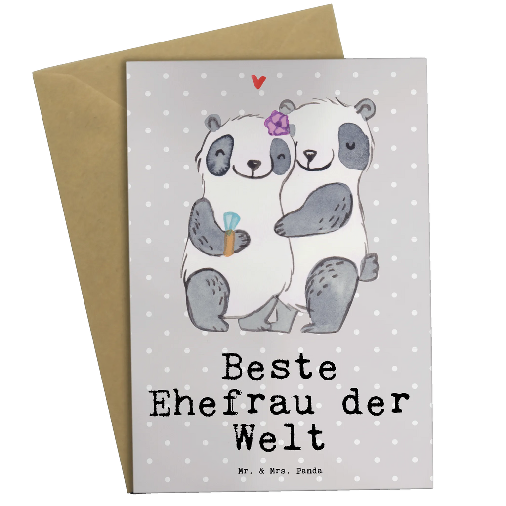 Grußkarte Panda Beste Ehefrau der Welt Grußkarte, Klappkarte, Einladungskarte, Glückwunschkarte, Hochzeitskarte, Geburtstagskarte, Karte, Ansichtskarten, für, Dankeschön, Geschenk, Schenken, Geburtstag, Geburtstagsgeschenk, Geschenkidee, Danke, Bedanken, Mitbringsel, Freude machen, Geschenktipp, Ehefrau, Beste, Frau, Partnerin, Freundin, Traumfrau, Hochzeit, Liebling, Ehepartner, Ehe, Gattin, Lebensgefährtin, Braut, Kleinigkeit