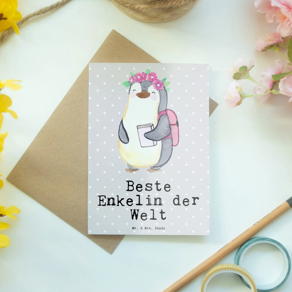 Grußkarte Pinguin Beste Enkelin der Welt Grußkarte, Klappkarte, Einladungskarte, Glückwunschkarte, Hochzeitskarte, Geburtstagskarte, Karte, Ansichtskarten, für, Dankeschön, Geschenk, Schenken, Geburtstag, Geburtstagsgeschenk, Geschenkidee, Danke, Bedanken, Mitbringsel, Freude machen, Geschenktipp, Enkelin, Enkelkind, Enkeltochter, Oma, Opa, Kind von Tochter, Kind von Sohn, Großtochter, Taufe