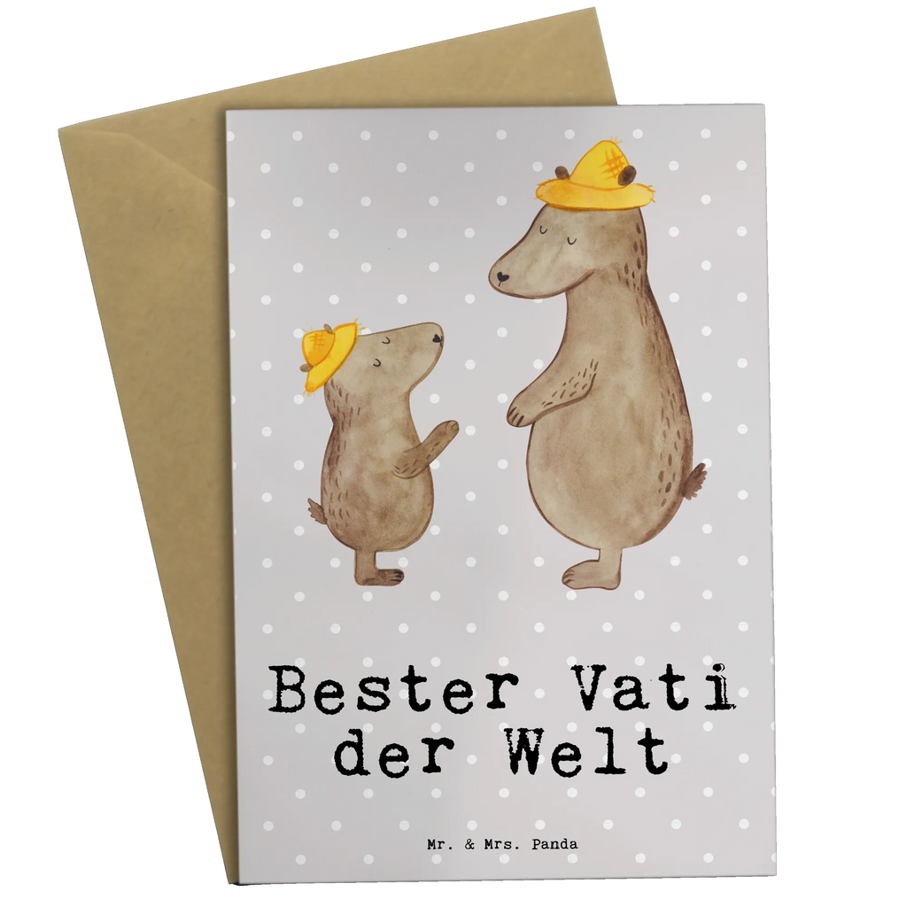 Grußkarte Bär Bester Vati der Welt Grußkarte, Klappkarte, Einladungskarte, Glückwunschkarte, Hochzeitskarte, Geburtstagskarte, Karte, Ansichtskarten, für, Dankeschön, Geschenk, Schenken, Geburtstag, Geburtstagsgeschenk, Geschenkidee, Danke, Bedanken, Mitbringsel, Freude machen, Geschenktipp, Vater, Papa, Dad, Daddy, Paps, Papi, Vati, Eltern, Geschenk Vater, Mann, Familie, Bester, Kleinigkeit