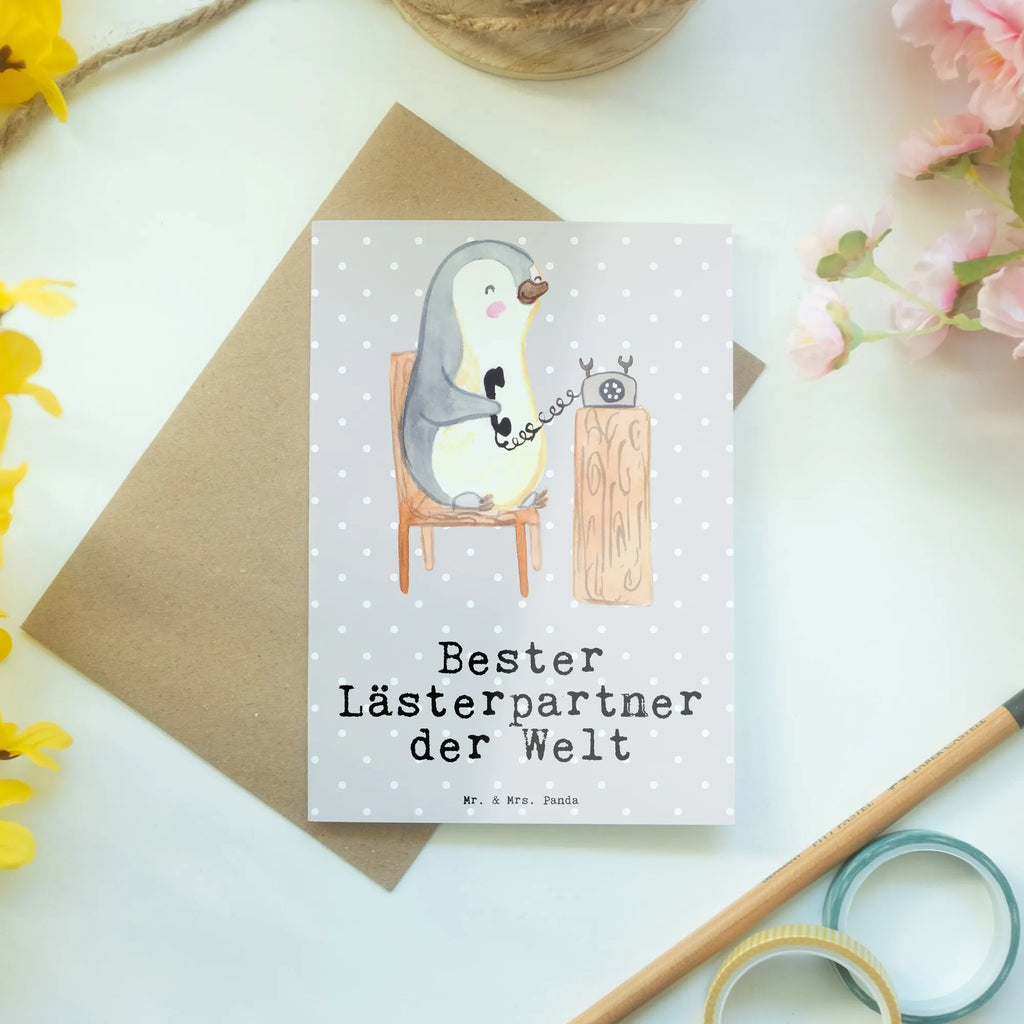 Grußkarte Pinguin Bester Lästerpartner der Welt Grußkarte, Klappkarte, Einladungskarte, Glückwunschkarte, Hochzeitskarte, Geburtstagskarte, Karte, Ansichtskarten, für, Dankeschön, Geschenk, Schenken, Geburtstag, Geburtstagsgeschenk, Geschenkidee, Danke, Bedanken, Mitbringsel, Freude machen, Geschenktipp, Lästerpartner, Lesterpartner, lestern, Lästerschwester, Lästern, beste Freundin, Freundin, Spaß, bff