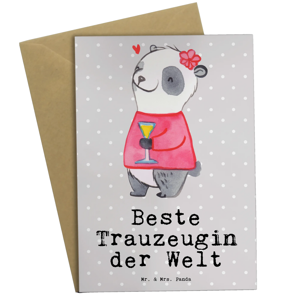 Grußkarte Panda Beste Trauzeugin der Welt Grußkarte, Klappkarte, Einladungskarte, Glückwunschkarte, Hochzeitskarte, Geburtstagskarte, Karte, Ansichtskarten, für, Dankeschön, Geschenk, Schenken, Geburtstag, Geburtstagsgeschenk, Geschenkidee, Danke, Bedanken, Mitbringsel, Freude machen, Geschenktipp, Trauzeugin, Trauhzeugin, Freundin, Hochzeit, Heirat, JGA, Trauung, Kirche, Standesamt, Braut