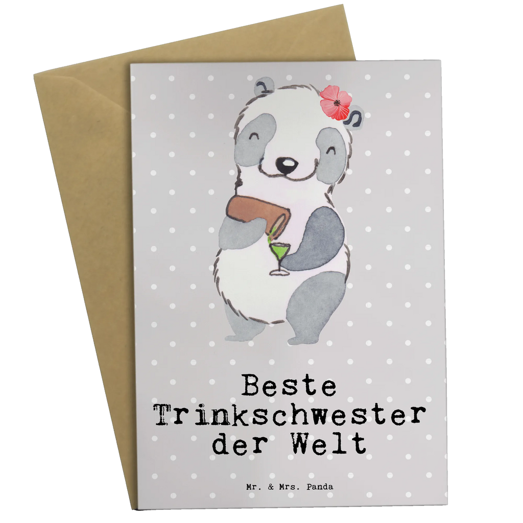 Grußkarte Panda Beste Trinkschwester der Welt Grußkarte, Klappkarte, Einladungskarte, Glückwunschkarte, Hochzeitskarte, Geburtstagskarte, Karte, Ansichtskarten, für, Dankeschön, Geschenk, Schenken, Geburtstag, Geburtstagsgeschenk, Geschenkidee, Danke, Bedanken, Mitbringsel, Freude machen, Geschenktipp, Trinkschwester, Saufschwester, Schwester, Sister, Freundin, Party, Bae, Trinken, Alkohol, Wochenende, Kleinigkeit, Sister from another Mister