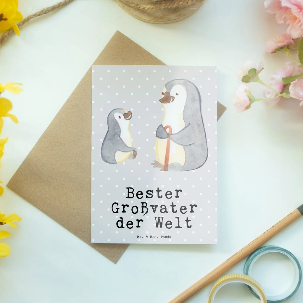 Grußkarte Pinguin Bester Großvater der Welt Grußkarte, Klappkarte, Einladungskarte, Glückwunschkarte, Hochzeitskarte, Geburtstagskarte, Karte, Ansichtskarten, für, Dankeschön, Geschenk, Schenken, Geburtstag, Geburtstagsgeschenk, Geschenkidee, Danke, Bedanken, Mitbringsel, Freude machen, Geschenktipp, Großvater, Grossvater, Opa, Opi. Großpapa, Großeltern, Enkel, Enkelin, Enkelkind, Kleinigkeit, Oppa, Oppi, Bester