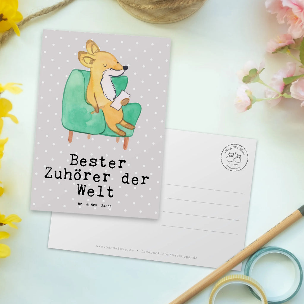 Postkarte Fuchs Bester Zuhörer der Welt Postkarte, Karte, Geschenkkarte, Grußkarte, Einladung, Ansichtskarte, Geburtstagskarte, Einladungskarte, Dankeskarte, Ansichtskarten, Einladung Geburtstag, Einladungskarten Geburtstag, für, Dankeschön, Geschenk, Schenken, Geburtstag, Geburtstagsgeschenk, Geschenkidee, Danke, Bedanken, Mitbringsel, Freude machen, Geschenktipp, Zuhörer, Freund, Freundin, offenes Ohr, Hilfsbereit, Hilfe