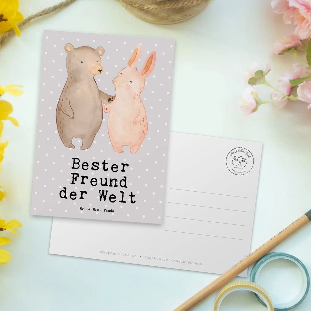 Postkarte Hase Bester Freund der Welt Postkarte, Karte, Geschenkkarte, Grußkarte, Einladung, Ansichtskarte, Geburtstagskarte, Einladungskarte, Dankeskarte, Ansichtskarten, Einladung Geburtstag, Einladungskarten Geburtstag, für, Dankeschön, Geschenk, Schenken, Geburtstag, Geburtstagsgeschenk, Geschenkidee, Danke, Bedanken, Mitbringsel, Freude machen, Geschenktipp, Freund, Mann, Ehemann, Kumpel, Bro, Lebensgefährte, Partner, Lieblingsmensch, Liebe, Herz, Love