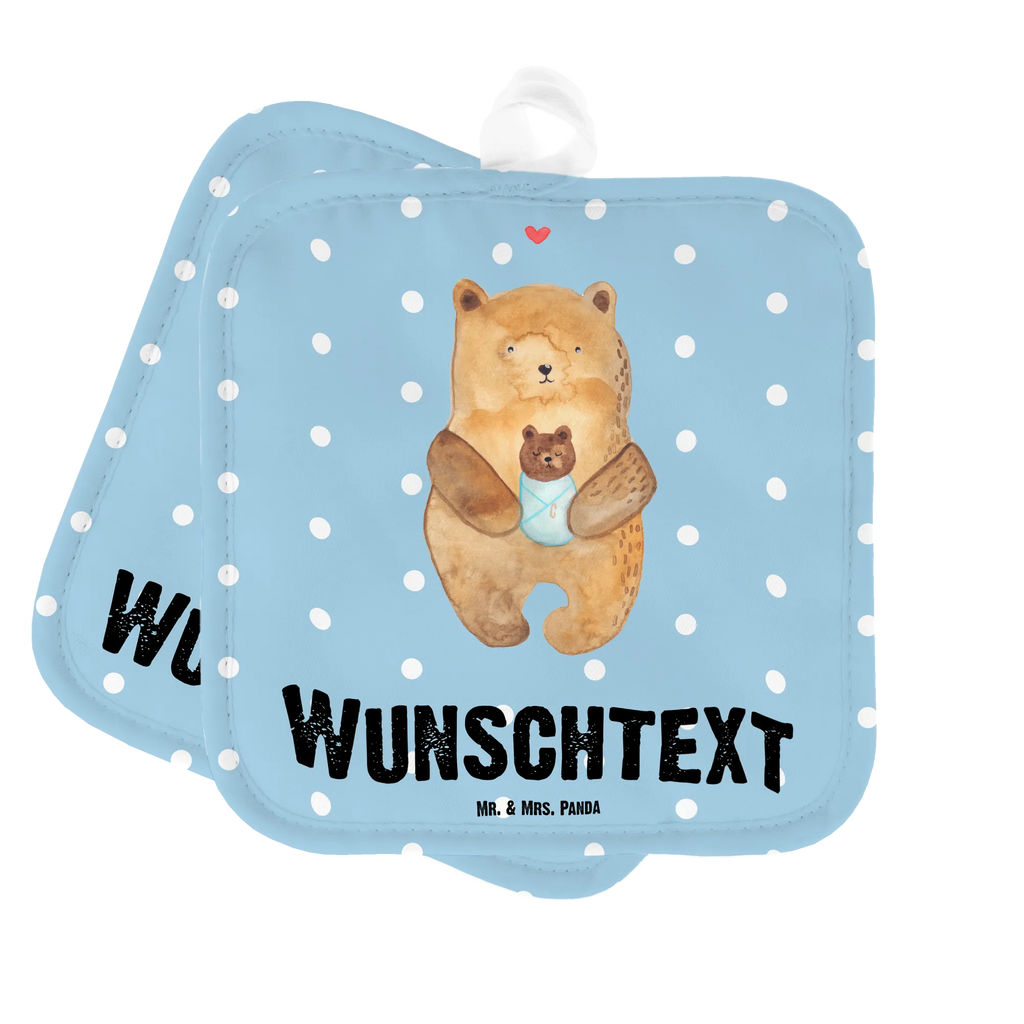 Personalisierte Topflappen Bär mit Baby Topflappen personalisiert, Personalisierte Topfuntersetzer, Personalisierter Ofenhandschuh, Topflappen Set personalisiert, Topflappen mit Namen, Namensaufdruck, Bär, Teddy, Teddybär, Eltern, Mutter, Baby, Taufe, Geburt, Nichte, Neffe, Enkel, Enkelin, Täufling, Geburtstag, Glückwunsch