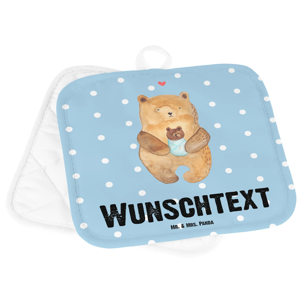 Personalisierte Topflappen Bär mit Baby Topflappen personalisiert, Personalisierte Topfuntersetzer, Personalisierter Ofenhandschuh, Topflappen Set personalisiert, Topflappen mit Namen, Namensaufdruck, Bär, Teddy, Teddybär, Eltern, Mutter, Baby, Taufe, Geburt, Nichte, Neffe, Enkel, Enkelin, Täufling, Geburtstag, Glückwunsch