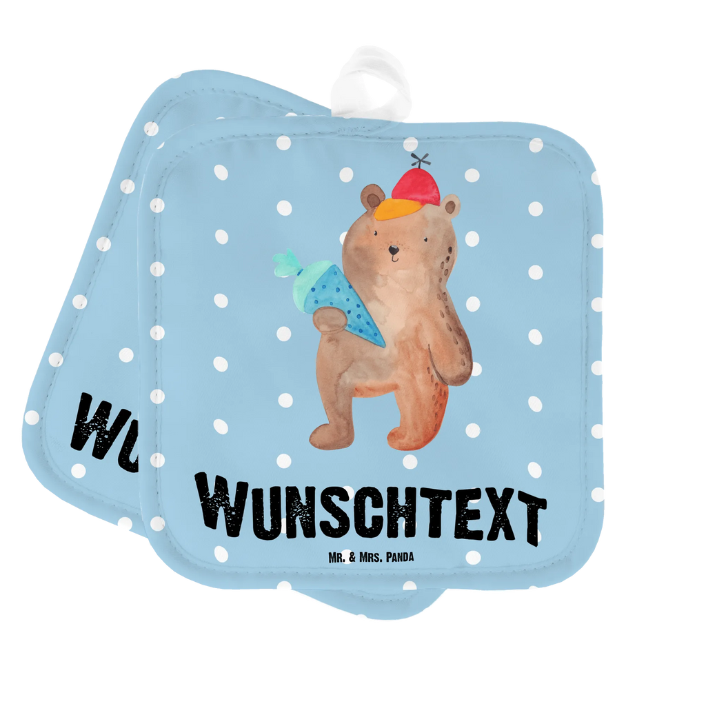 Personalisierte Topflappen Bär mit Schultüte Topflappen personalisiert, Personalisierte Topfuntersetzer, Personalisierter Ofenhandschuh, Topflappen Set personalisiert, Topflappen mit Namen, Namensaufdruck, Bär, Teddy, Teddybär, Bär Motiv, Schultüte, Erster Schultag Geschenk, Einschulung Geschenk, Schule Geschenk, Grundschule, Schulanfang, Schulbeginn