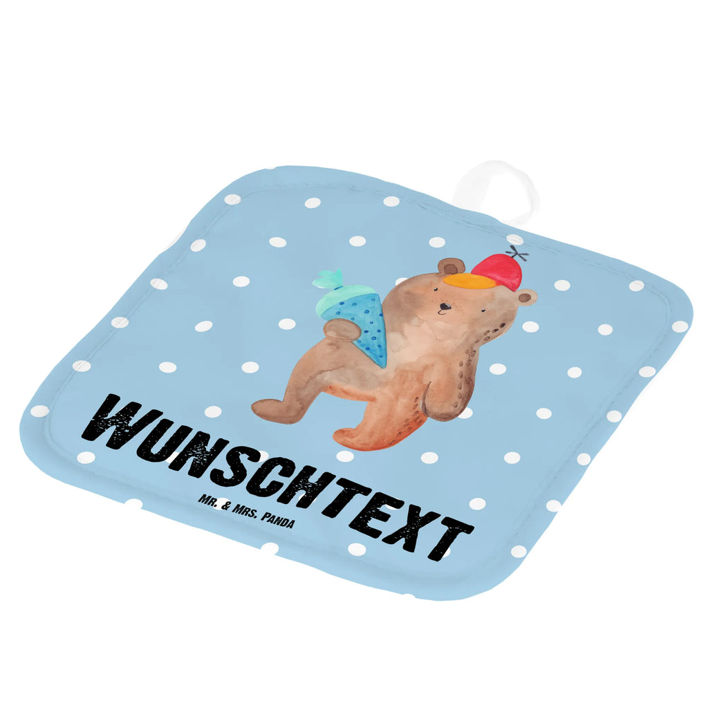 Personalisierte Topflappen Bär mit Schultüte Topflappen personalisiert, Personalisierte Topfuntersetzer, Personalisierter Ofenhandschuh, Topflappen Set personalisiert, Topflappen mit Namen, Namensaufdruck, Bär, Teddy, Teddybär, Bär Motiv, Schultüte, Erster Schultag Geschenk, Einschulung Geschenk, Schule Geschenk, Grundschule, Schulanfang, Schulbeginn