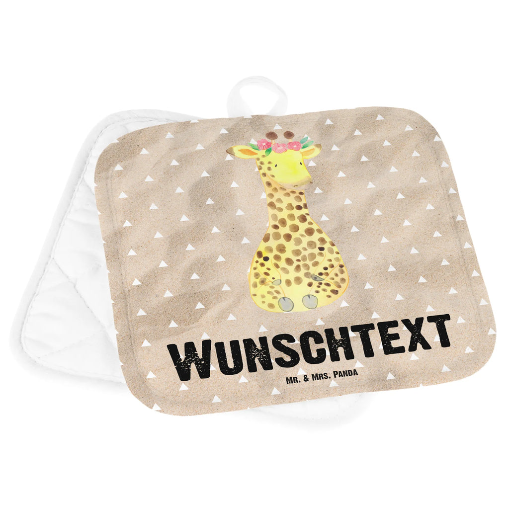 Personalisierte Topflappen Giraffe Blumenkranz Topflappen personalisiert, Personalisierte Topfuntersetzer, Personalisierter Ofenhandschuh, Topflappen Set personalisiert, Topflappen mit Namen, Namensaufdruck, Afrika, Wildtiere, Giraffe, Blumenkranz, Abenteurer, Selbstliebe, Freundin