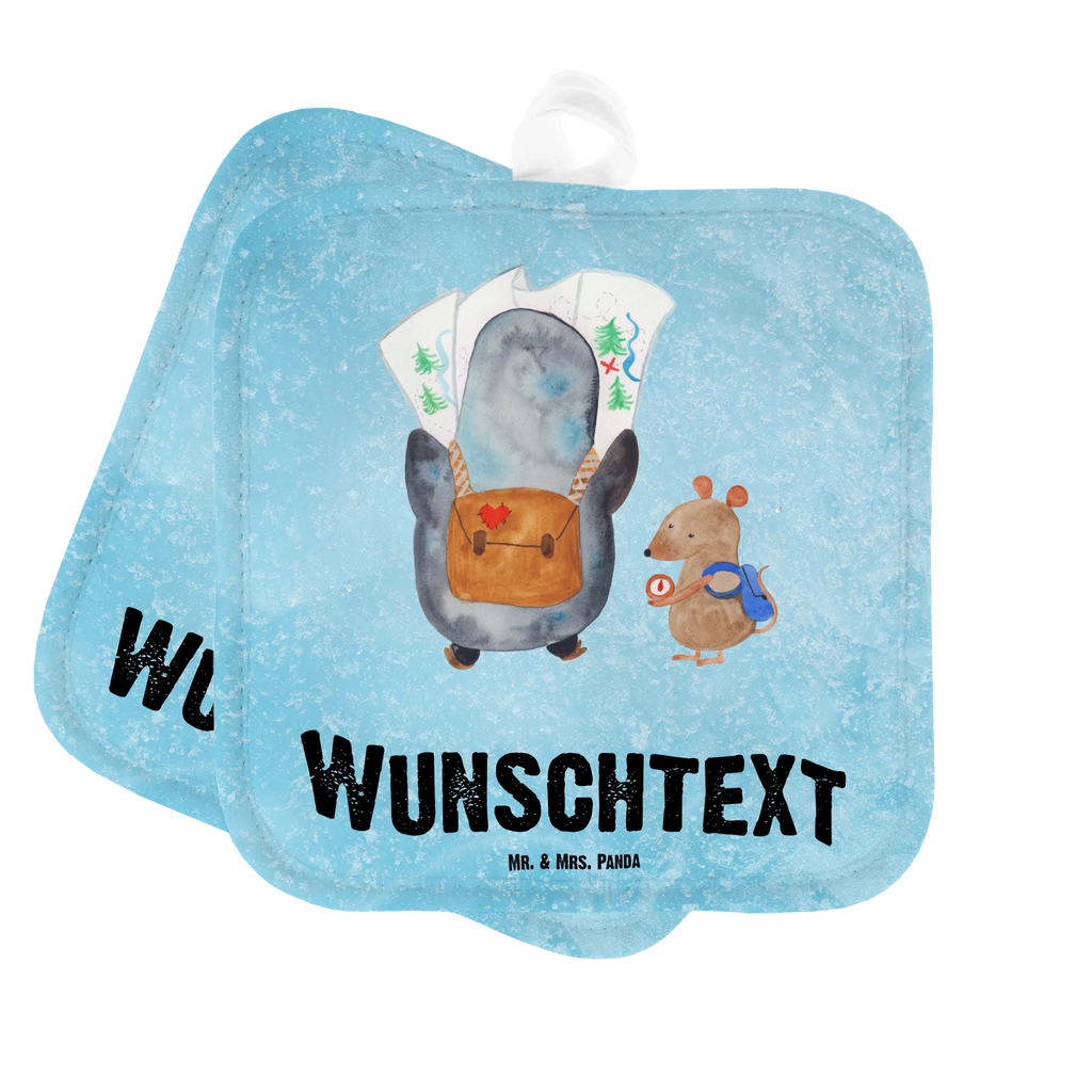 Personalisierte Topflappen Pinguin & Maus Wanderer Topflappen personalisiert, Personalisierte Topfuntersetzer, Personalisierter Ofenhandschuh, Topflappen Set personalisiert, Topflappen mit Namen, Namensaufdruck, Pinguin, Pinguine, Abenteurer, Abenteuer, Roadtrip, Ausflug, Wanderlust, wandern