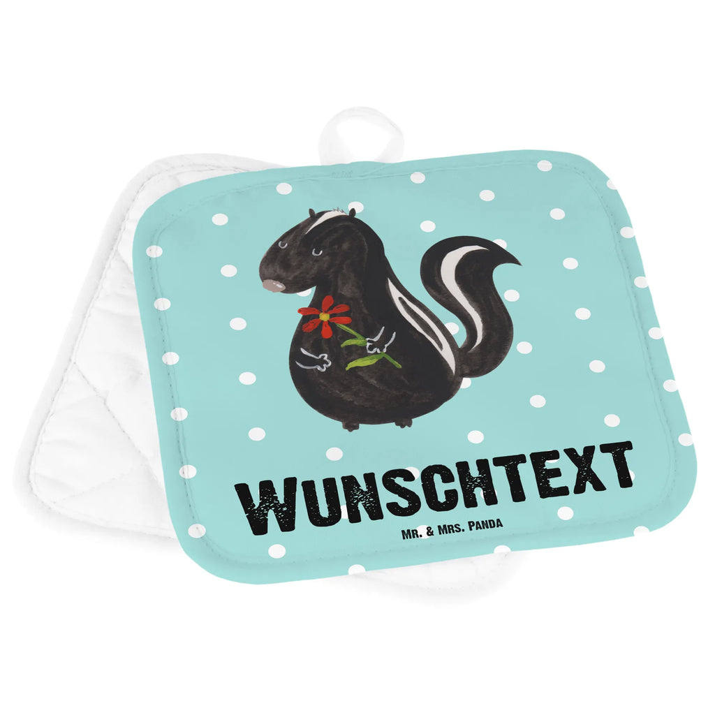 Personalisierte Topflappen Stinktier Blume Topflappen personalisiert, Personalisierte Topfuntersetzer, Personalisierter Ofenhandschuh, Topflappen Set personalisiert, Topflappen mit Namen, Namensaufdruck, Stinktier, Skunk, Wildtier, Raubtier, Stinker, Stinki, Tagträumer, verträumt, Dreams, Träume