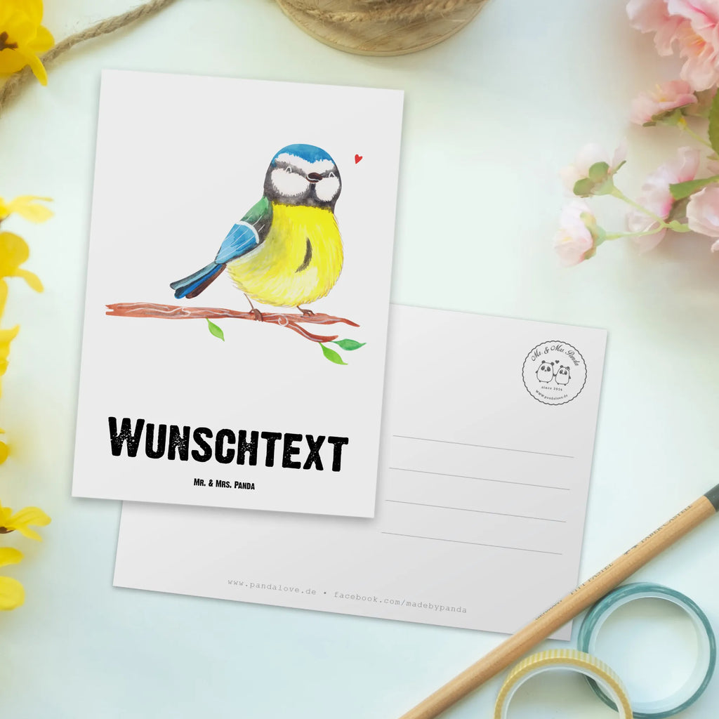 Personalisierte Postkarte Vogel Blaumeise Postkarte mit Namen, Postkarte bedrucken, Postkarte mit Wunschtext, Postkarte personalisierbar, Geschenkkarte mit Namen, Grußkarte mit Namen, Karte mit Namen, Einladung mit Namen, Ansichtskarte mit Namen, Geschenkkarte mit Wunschtext, Grußkarte mit Wunschtext, Karte mit Wunschtext, Einladung mit Wunschtext, Ansichtskarte mit Wunschtext, Ostern, Osterhase, Ostergeschenke, Osternest, Osterdeko, Geschenke zu Ostern, Ostern Geschenk, Ostergeschenke Kinder, Ostern Kinder, Ostergrüße, Blaumeise, Vogel, liebe Grüße, Frühling, Frühlingsgefühle, Osterzeit