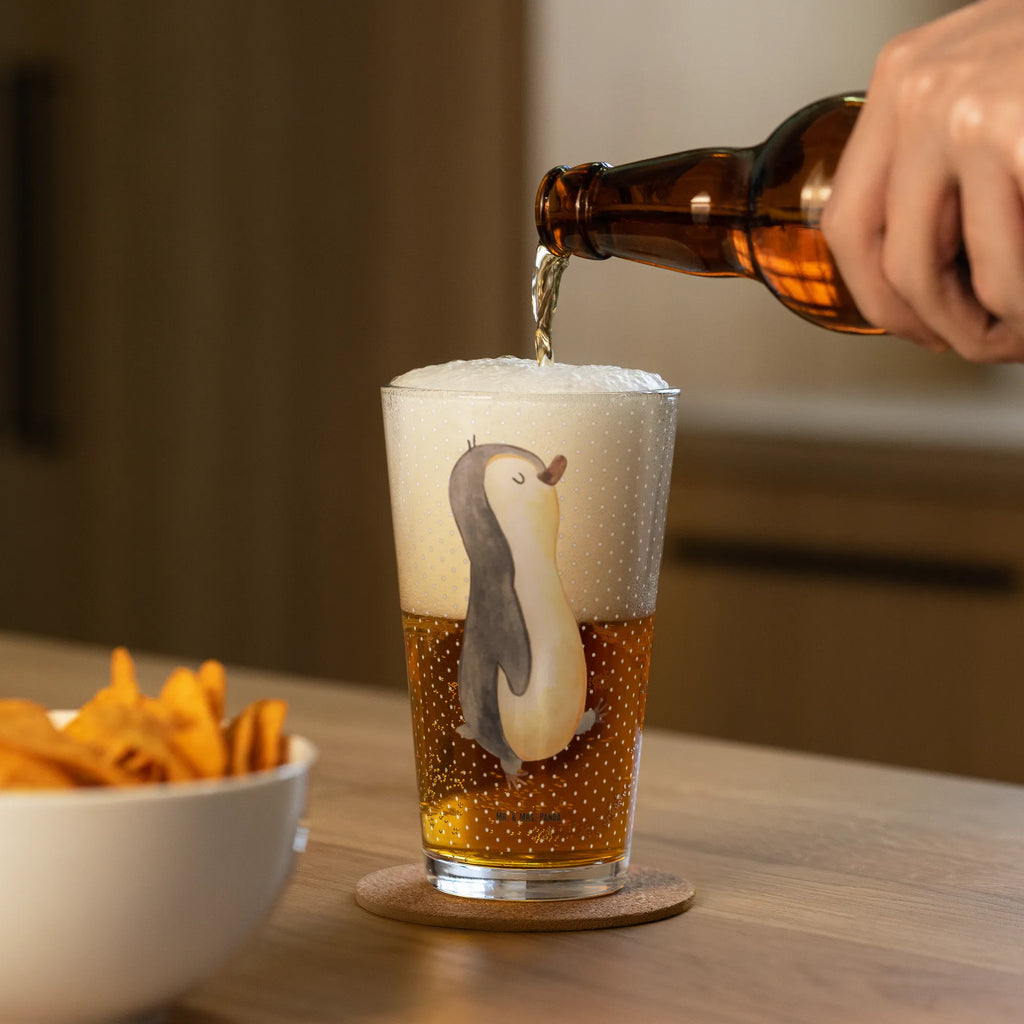 Premium Trinkglas Pinguin marschierend Trinkglas, Glas, Pint Glas, Bierglas, Cocktail Glas, Wasserglas, Pinguin, Pinguine, Frühaufsteher, Langschläfer, Bruder, Schwester, Familie