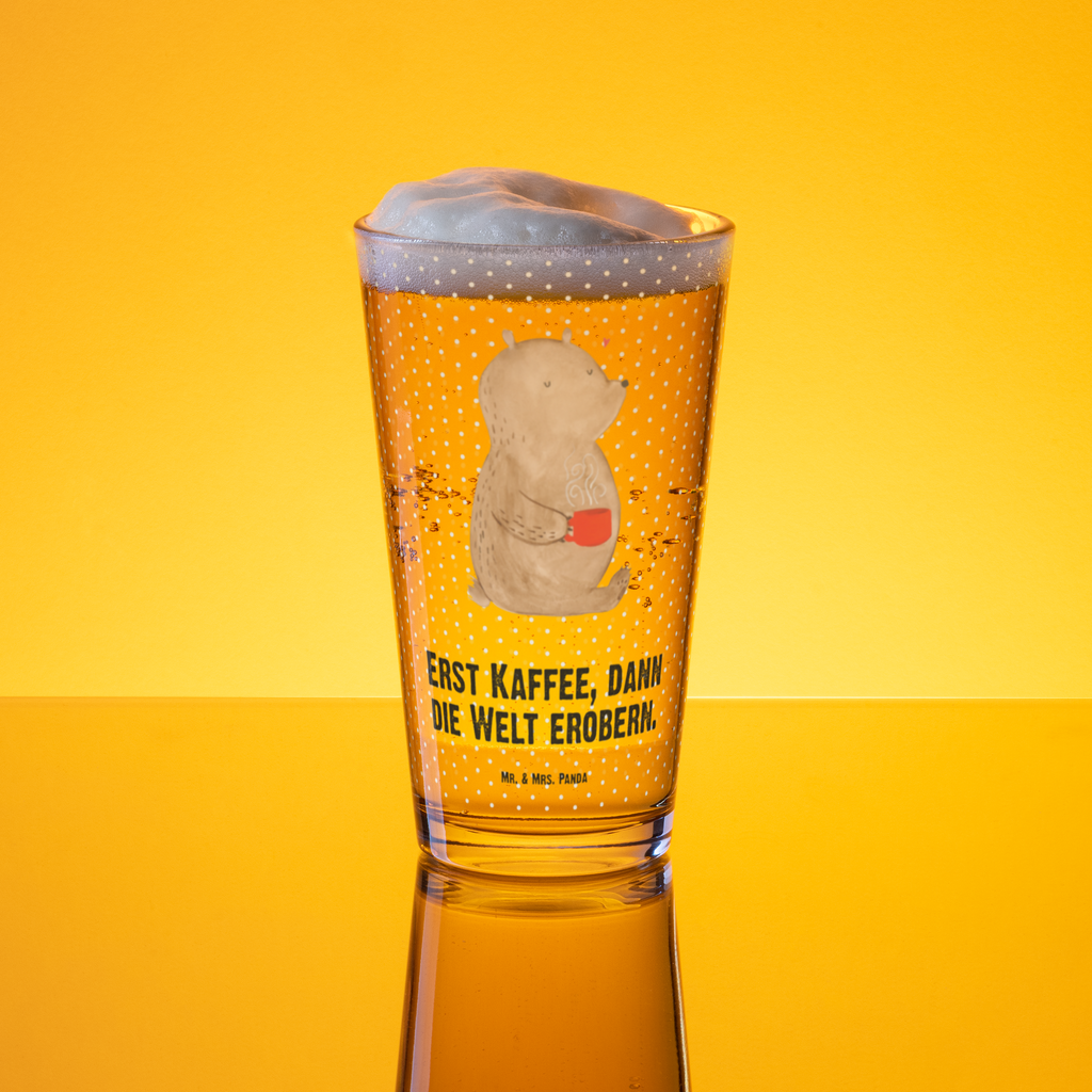 Premium Trinkglas Bär Kaffee Trinkglas, Glas, Pint Glas, Bierglas, Cocktail Glas, Wasserglas, Bär, Teddy, Teddybär, Kaffee, Coffee, Bären, guten Morgen, Morgenroutine, Welt erobern, Welt retten, Motivation