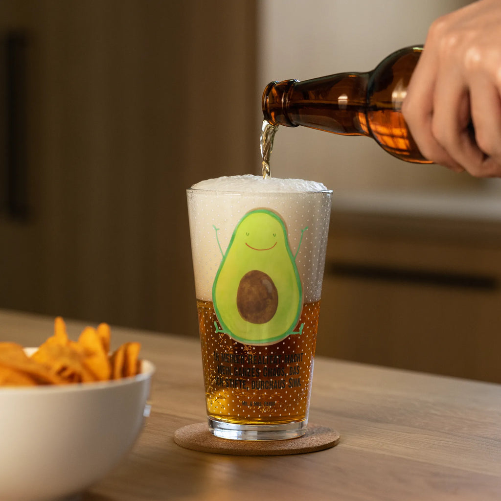 Premium Trinkglas Avocado Happy Trinkglas, Glas, Pint Glas, Bierglas, Cocktail Glas, Wasserglas, Avocado, Veggie, Vegan, Gesund, Chaos