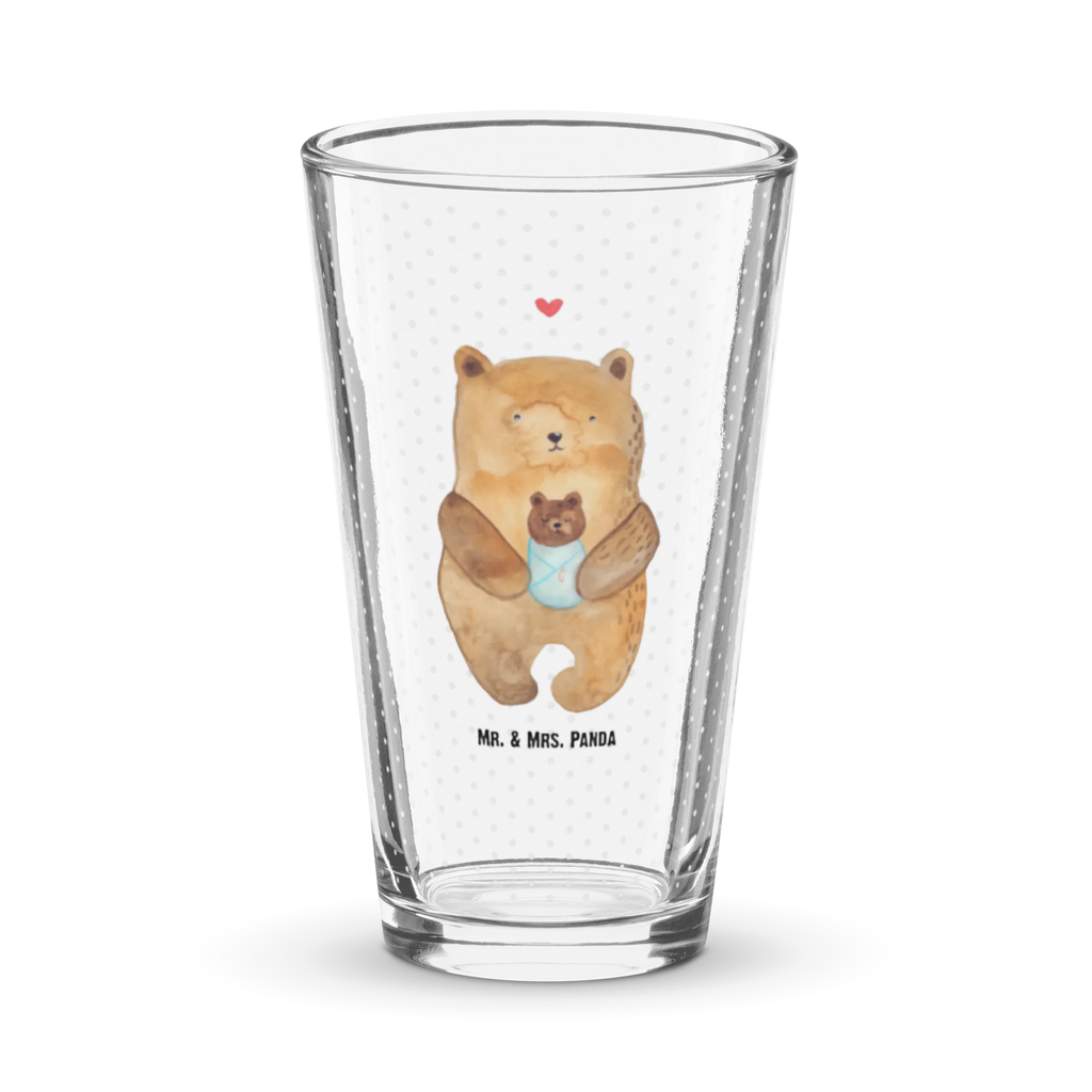 Premium Trinkglas Bär mit Baby Trinkglas, Glas, Pint Glas, Bierglas, Cocktail Glas, Wasserglas, Bär, Teddy, Teddybär, Eltern, Mutter, Baby, Taufe, Geburt, Nichte, Neffe, Enkel, Enkelin, Täufling, Geburtstag, Glückwunsch