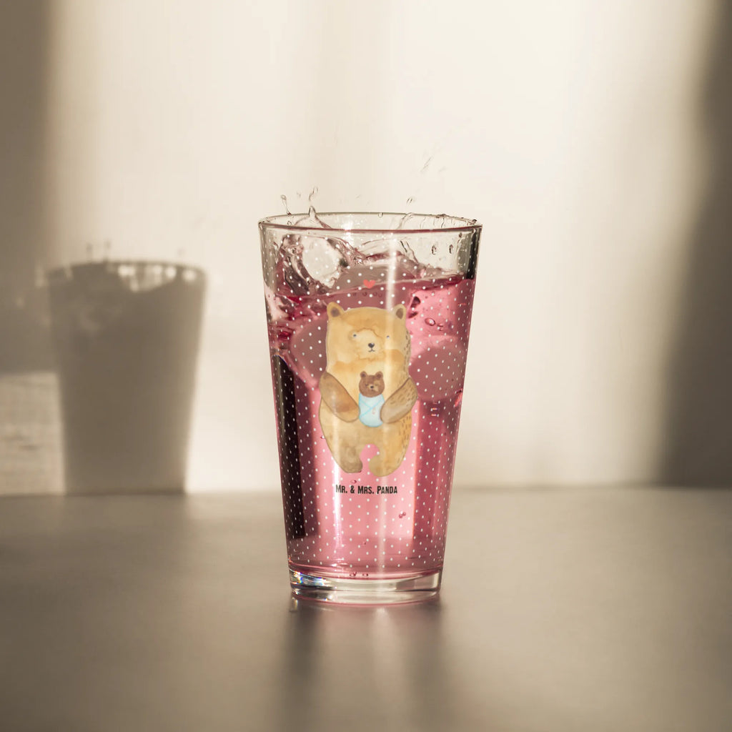 Premium Trinkglas Bär mit Baby Trinkglas, Glas, Pint Glas, Bierglas, Cocktail Glas, Wasserglas, Bär, Teddy, Teddybär, Eltern, Mutter, Baby, Taufe, Geburt, Nichte, Neffe, Enkel, Enkelin, Täufling, Geburtstag, Glückwunsch