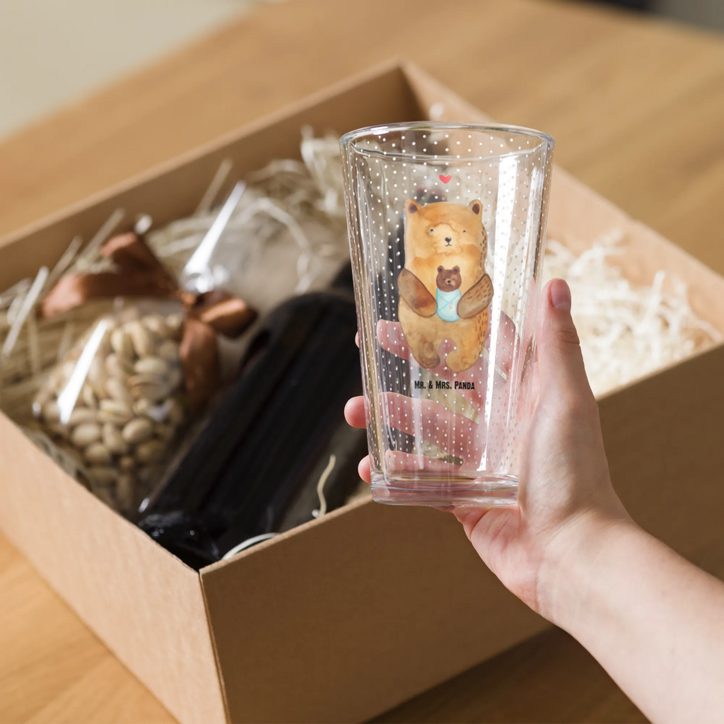 Premium Trinkglas Bär mit Baby Trinkglas, Glas, Pint Glas, Bierglas, Cocktail Glas, Wasserglas, Bär, Teddy, Teddybär, Eltern, Mutter, Baby, Taufe, Geburt, Nichte, Neffe, Enkel, Enkelin, Täufling, Geburtstag, Glückwunsch