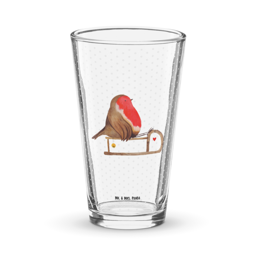 Premium Trinkglas Rotkehlchen Schlitten Trinkglas, Glas, Pint Glas, Bierglas, Cocktail Glas, Wasserglas, Winter, Weihnachten, Weihnachtsdeko, Nikolaus, Advent, Heiligabend, Wintermotiv, Schlitten, Vogel