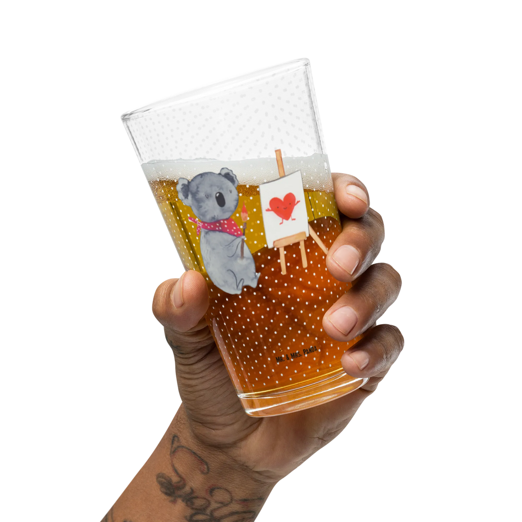 Premium Trinkglas Koala Künstler Trinkglas, Glas, Pint Glas, Bierglas, Cocktail Glas, Wasserglas, Koala, Koalabär, Liebe, Liebensbeweis, Liebesgeschenk, Gefühle, Künstler, zeichnen