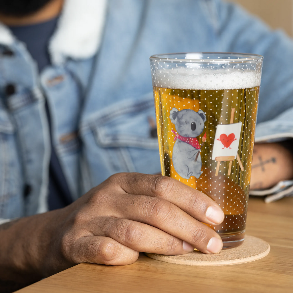 Premium Trinkglas Koala Künstler Trinkglas, Glas, Pint Glas, Bierglas, Cocktail Glas, Wasserglas, Koala, Koalabär, Liebe, Liebensbeweis, Liebesgeschenk, Gefühle, Künstler, zeichnen