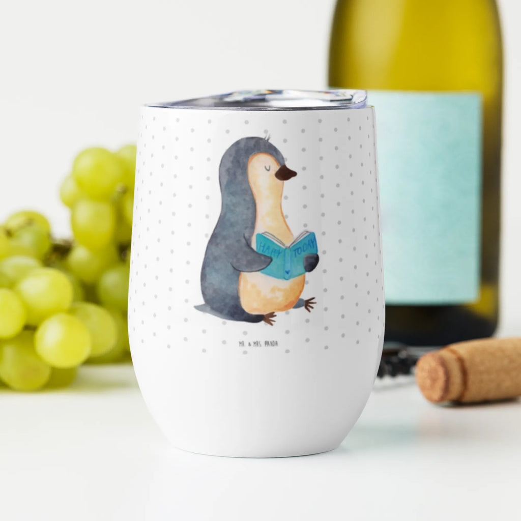 Weinbecher Pinguin Buch Weinbecher, Glühwein Becher, Heißgetränke, Trinkbecher, Weinkelch, Weingläser, hochwertiger Weinbecher, Weinbecher Reisen, Weinbecher unterwegs, Thermobecher, Glühweinbecher, Pinguin, Pinguine, Buch, Lesen, Bücherwurm, Nichtstun, Faulenzen, Ferien, Urlaub, Freizeit