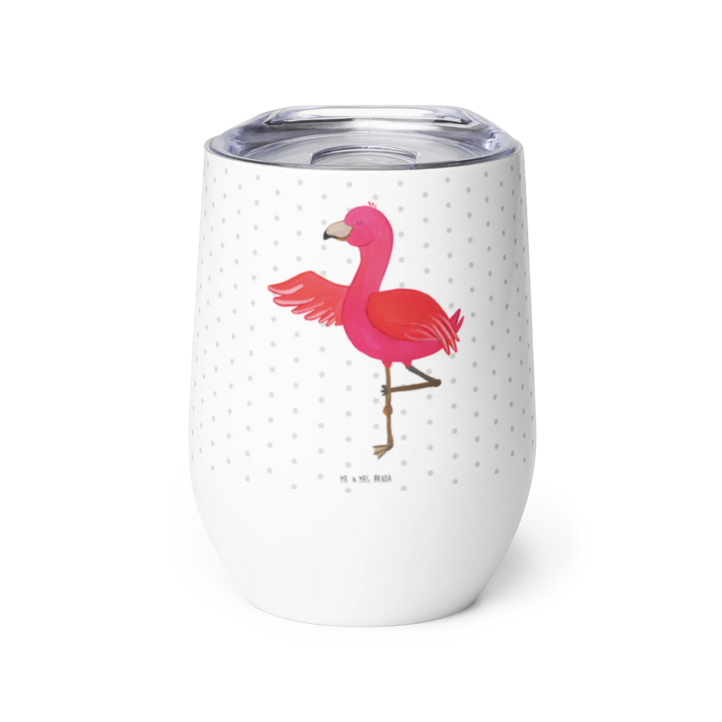 Weinbecher Flamingo Yoga Weinbecher, Glühwein Becher, Heißgetränke, Trinkbecher, Weinkelch, Weingläser, hochwertiger Weinbecher, Weinbecher Reisen, Weinbecher unterwegs, Thermobecher, Glühweinbecher, Flamingo, Vogel, Yoga, Namaste, Achtsamkeit, Yoga-Übung, Entspannung, Ärger, Aufregen, Tiefenentspannung