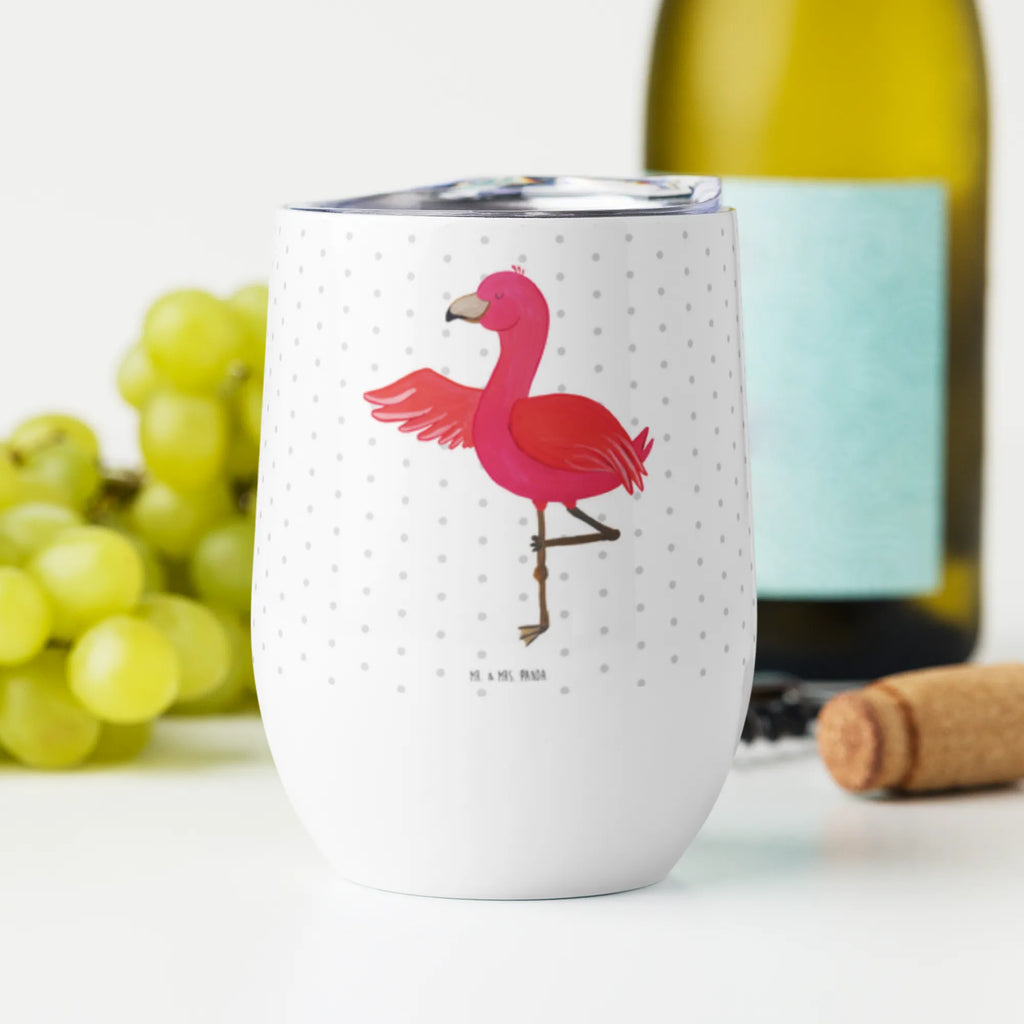 Weinbecher Flamingo Yoga Weinbecher, Glühwein Becher, Heißgetränke, Trinkbecher, Weinkelch, Weingläser, hochwertiger Weinbecher, Weinbecher Reisen, Weinbecher unterwegs, Thermobecher, Glühweinbecher, Flamingo, Vogel, Yoga, Namaste, Achtsamkeit, Yoga-Übung, Entspannung, Ärger, Aufregen, Tiefenentspannung